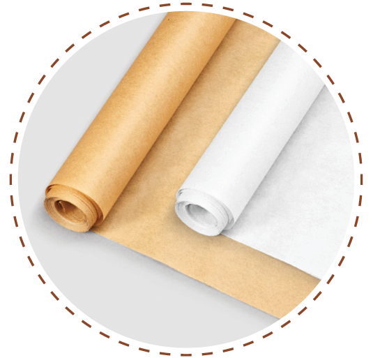 Roll of white and brown baking paper produced by Politan for private label